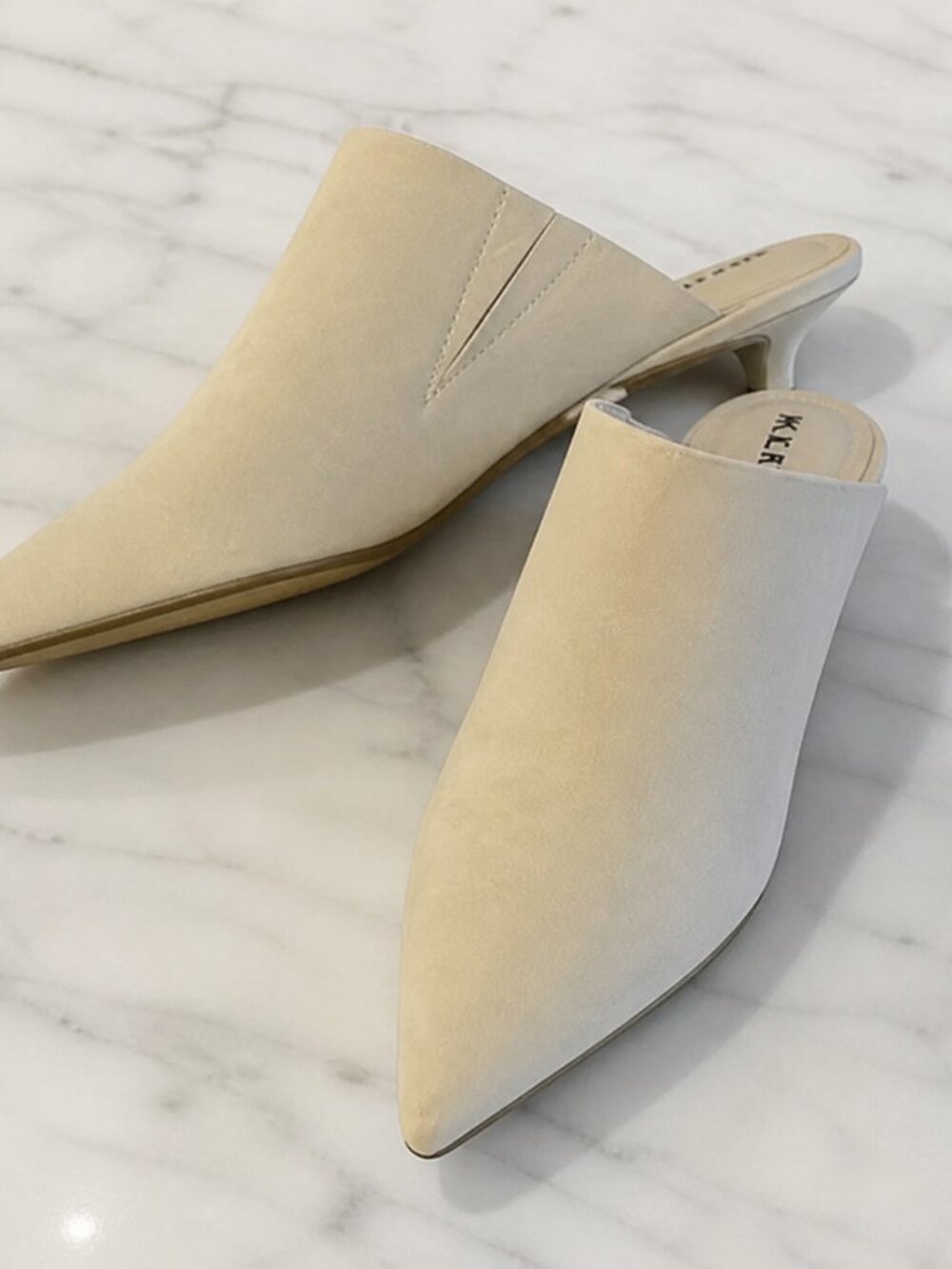 NWT Anne Klein suede mules with kitten heel. Size 7.5